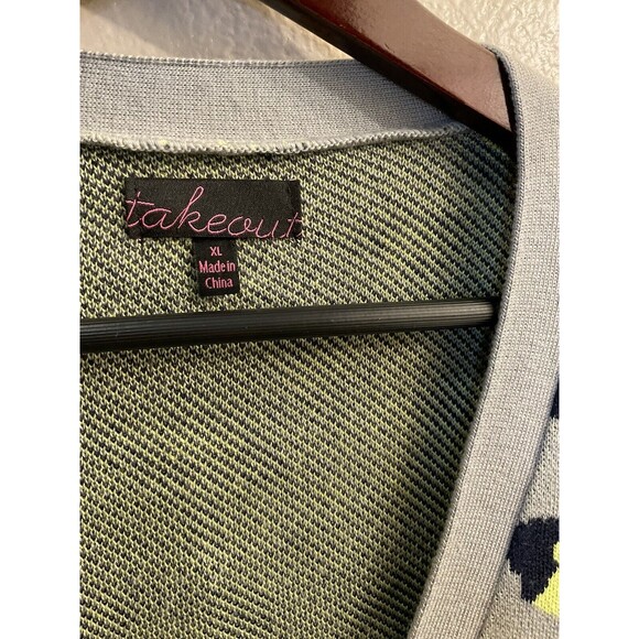 Takeout Womens Wild Animal Print V Neck Cardigan Sweater Size XL N - Picture 2 of 6